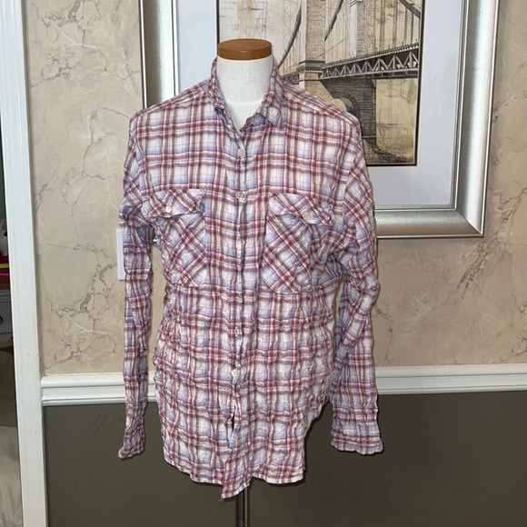 R13 Collared Button Down Plaid Shirt size Large - Picture 1 of 8